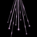 Laser beams with stars and sparks, purple color