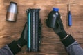 Laser cartridge refilling. Royalty Free Stock Photo