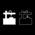 Laser CNC machine for engraving device equipment for cutting use beam set icon white color vector illustration image solid fill