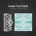 Laser Cut Card. Template For Laser Cutting. Cutout Illustration With Abstract Decoration. Die Cut Wedding Invitation Royalty Free Stock Photo