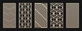Laser cut, CNC cutting patterns collection. Vector abstract geometric ornaments Royalty Free Stock Photo