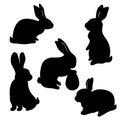 Laser cut Easter bunny rabbit. Set, fancy hare with laser cut for die cutting. Laser cutting rabbit template