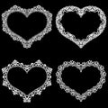 Laser cut frame in the shape of a heart with lace border. A set of the foundations for paper doily for a wedding. Royalty Free Stock Photo