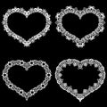 Laser cut frame in the shape of a heart with lace border. A set of the foundations for paper doily for a wedding. Royalty Free Stock Photo