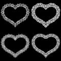 Laser cut frame in the shape of a heart with lace border. A set of the foundations for paper doily for a wedding. A set of valen Royalty Free Stock Photo