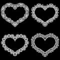 Laser cut frame in the shape of a heart with lace border. A set of the foundations for paper doily for a wedding. Vector templat Royalty Free Stock Photo