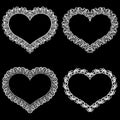 Laser cut frame in the shape of a heart with lace border. A set of the foundations for paper doily for a wedding. Royalty Free Stock Photo