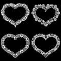 Laser cut frame in the shape of a heart with lace border. A set of the foundations for paper doily for a wedding. Royalty Free Stock Photo