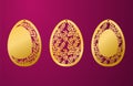 Laser Cut Happy Easter Egg. Vector stencil ornamental Easter egg