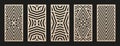 Laser cut, modern CNC cutting patterns. Vector set with abstract linear ornament Royalty Free Stock Photo