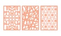 Laser cut ornamental panels template set with swirls pattern