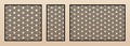 Laser cut panel collection. Vector geometric pattern with hexagon grid, mesh Royalty Free Stock Photo