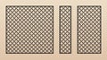 Laser cut panel collection. Vector template with abstract geometric grid pattern Royalty Free Stock Photo