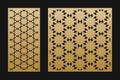 Laser cut panel design. Vector pattern with grid, abstract geometric ornaments Royalty Free Stock Photo