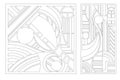 Laser cut panel. Set decorative card for cutting. Geometry line art pattern. Ratio 1:2, 1:1. Vector illustration