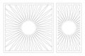 Laser cut panel. Set decorative card for cutting. Geometry line art pattern. Ratio 1:2, 1:1. Vector illustration Royalty Free Stock Photo