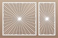 Laser cut panel. Set decorative card for cutting. Geometry line art pattern. Ratio 1:2, 1:1. Vector illustration Royalty Free Stock Photo