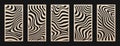 Laser cut panel set. Vector abstract cnc patterns, organic shapes, wavy lines Royalty Free Stock Photo