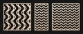 Laser cut panel set. Vector pattern, wavy lines, stripes. Aspect ratio 1:1, 1:2 Royalty Free Stock Photo