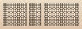 Laser cut panel vector set. Geometric pattern, circular grid, mesh, lattice Royalty Free Stock Photo