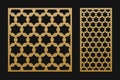 Laser cut panel. Vector template with abstract geometric pattern in Arabic style Royalty Free Stock Photo