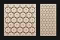 Laser cut panel. Vector template with abstract geometric pattern, hexagon grid Royalty Free Stock Photo