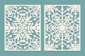 Laser cut panels with snowflakes pattern for christmas paper cards, design elements, scrapbooking