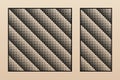 Laser cut panels. Vector abstract patterns with halftone stripes, lines, chevron Royalty Free Stock Photo