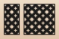 Laser cut panels. Vector template, abstract geometric pattern with wavy grid Royalty Free Stock Photo