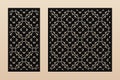 Laser cut pattern set. Vector template with elegant geometric ornament, grid Royalty Free Stock Photo