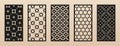 Laser cut patterns. Elegant vector geometric panel set with floral ornaments Royalty Free Stock Photo
