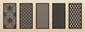 Laser cut patterns set. Vector collection of rectangular CNC cutting templates Royalty Free Stock Photo