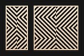 Laser cut patterns set. Vector template with abstract geometric lines, stripes Royalty Free Stock Photo