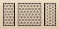 Laser cut patterns set. Vector templates with abstract geometric ornament Royalty Free Stock Photo