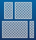 Laser cut patterns. Set of vector templates with Oriental geometric ornaments Royalty Free Stock Photo