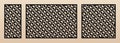 Laser cut patterns. Vector set with abstract wavy geometric texture, curved grid Royalty Free Stock Photo
