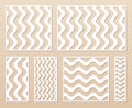 Laser cut vector template set. Abstract geometric pattern, wavy lines, stripes Royalty Free Stock Photo