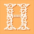 Laser cut template. Initial monogram letters. Fancy floral alphabet letter. Royalty Free Stock Photo