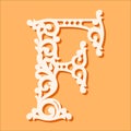 Laser cut template. Initial monogram letters. Fancy floral alphabet letter.