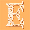 Laser cut template. Initial monogram letters. Fancy floral alphabet letter. Royalty Free Stock Photo