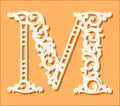 Laser cut template. Initial monogram letters. Fancy floral alphabet letter.