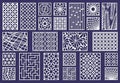 Laser cut template patterns, paper art or metal cutting panels. Abstract texture decorative laser cut panels vector