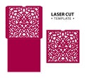 Laser cut vector envelope card temlate with abstract ornament. C