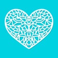 Laser cut vector heart ornament. Cutout pattern silhouette with abstract shapes. Die cut element