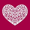 Laser cut vector heart ornament. Cutout pattern silhouette with abstract shapes. Die cut element