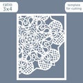 Laser cut wedding invitation card template. Cut out the paper card with lace pattern. Greeting card template for cutting plotter