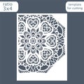 Laser cut wedding invitation card template. Cut out the paper card with lace pattern. Greeting card template for cutting plotter Royalty Free Stock Photo