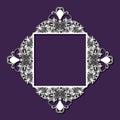 Laser cutting decorative floral diamond with square inside in purple color background