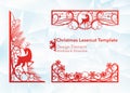 Laser cutting design for Christmas and New Year. Silhouette cut. A set of template of corner and horizontal elements to