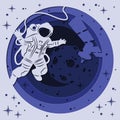 Laser cutting, DIY scrapbooking astronaut, moon, space, spaceship. Template for screen printing and plotter cutting